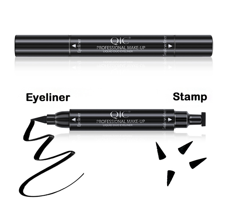 QIC Qini color cu cap dublu, rezistent la apă, uscare rapidă, 2 în 1, triunghi, sigiliu cu aripă, creion lichid pentru ochi, sud-est_voghion.com