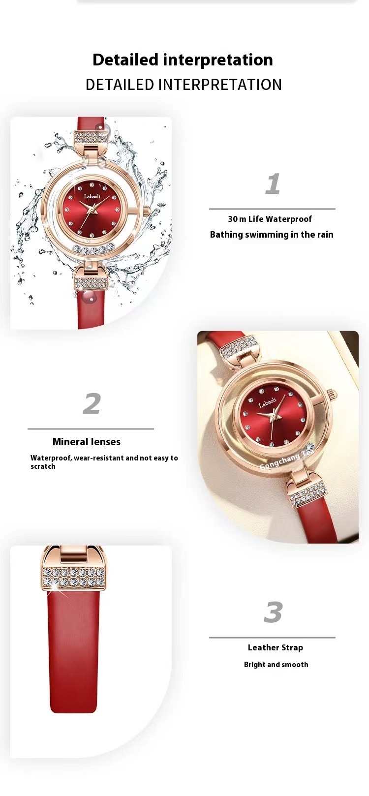 Orologio Labaoli Lapoli, Lusso leggero e Design di nicchia, Orologio da donna in vera pelle Happy Diamond Fashion_voghion.com