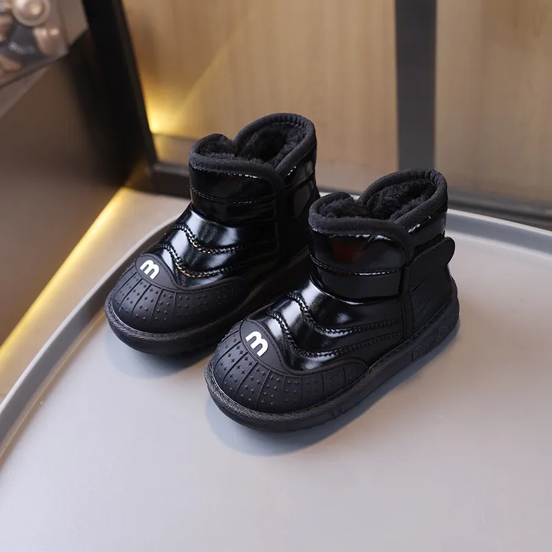 Winter Kids Youth Cotton Shoes Fashion Boys Girls Ankle Boots Littlesprouts Soft Bottom Warm Student Boot Sier Black_voghion.com