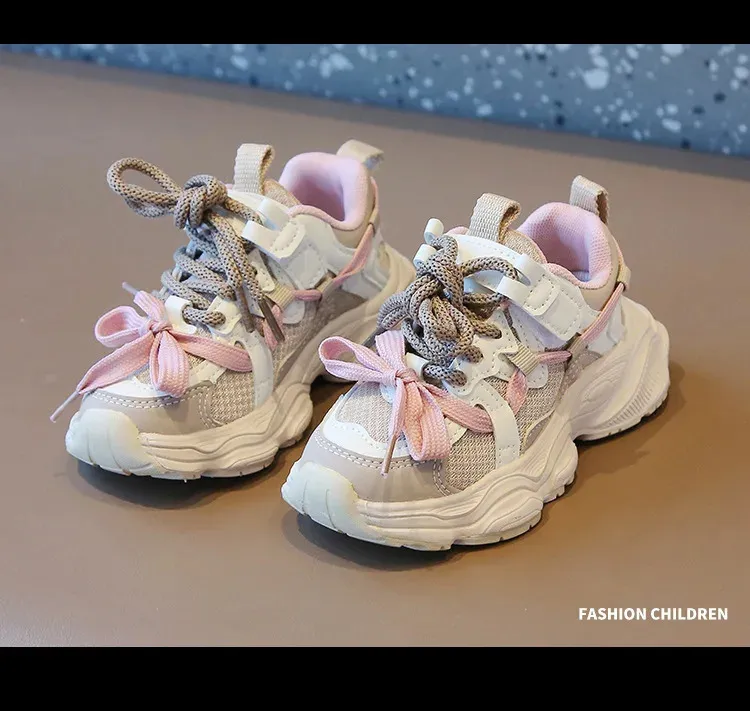 Childrens girls fashionable sports breathable and non slip childrens school running shoes boys version 240912_desvips.com