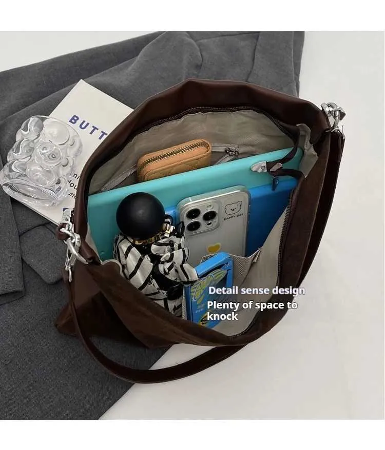 Stylish Women's Suede Shoulder Bag Large Capacity Leather Handbag_voghion.com