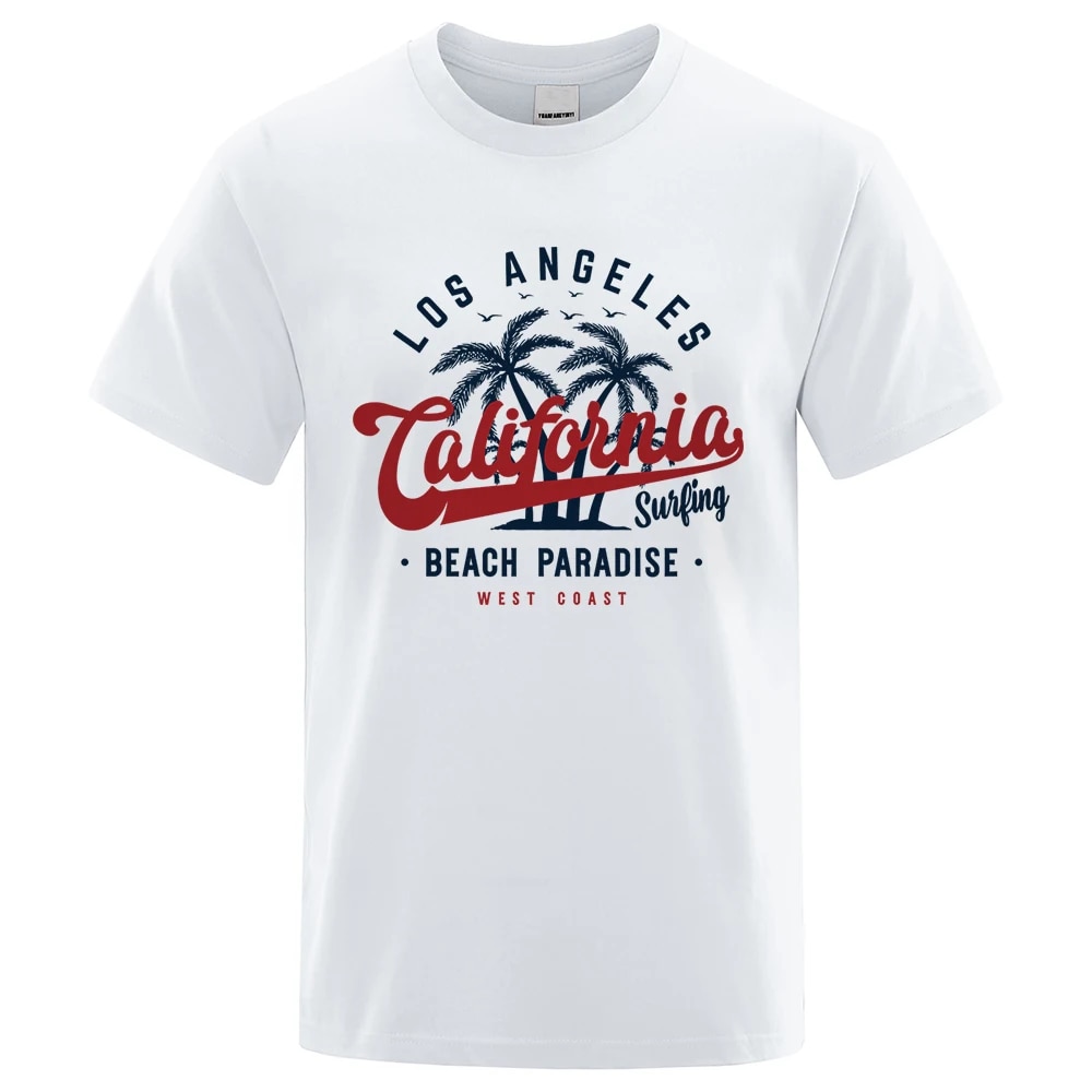 Lo Angele California Beach Paradie Herr Topp Fahion Crewneck T-shirt Bomull Sommar T-shirt Andas Overize_voghion.com
