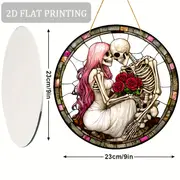 Acchiappasole romantico a forma di teschio - Opera in acrilico da 23 cm. Decorazione audace per San Valentino, per giardino o casa._voghion.com