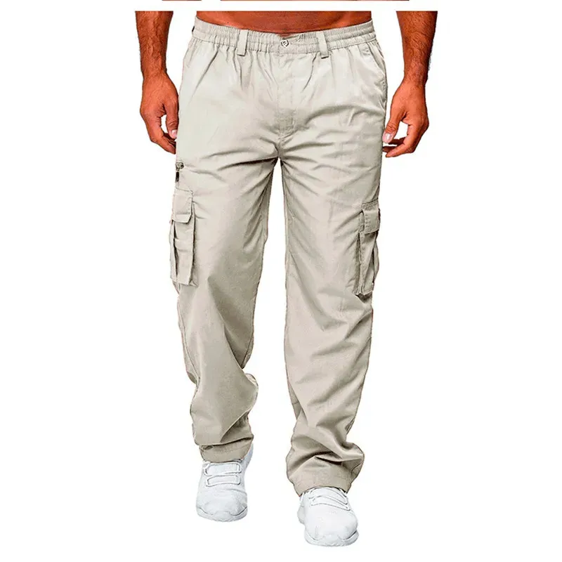 Pantalon cargo d'été pour homme, extensible, ample, multi-poches, décontracté, pour le travail, le sport et l'extérieur, 240111_voghion.com