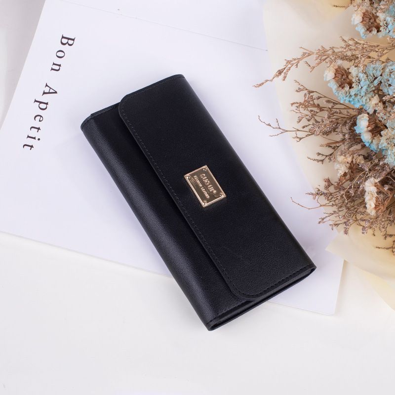 Ensfarget clutch med glidelås og myntlommebok med flere kort, stor seddellomme_voghion.com