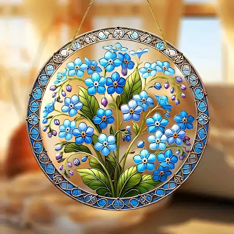 Acchiappasole Glam Forget-Me-Not 8x8 pollici - Decorazione da parete in vetro acrilico per camera da letto e soggiorno - Elegante regalo di inaugurazione della casa_voghion.com