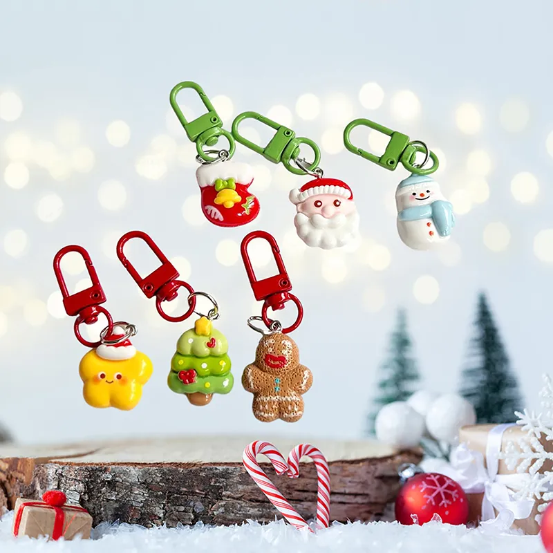 Cute Chistmas Chain Catoon Gingebead Man Santa Snowman Doll Pendant Xmas Tee/Sock Key Ring Backpack Chams Bag_voghion.com