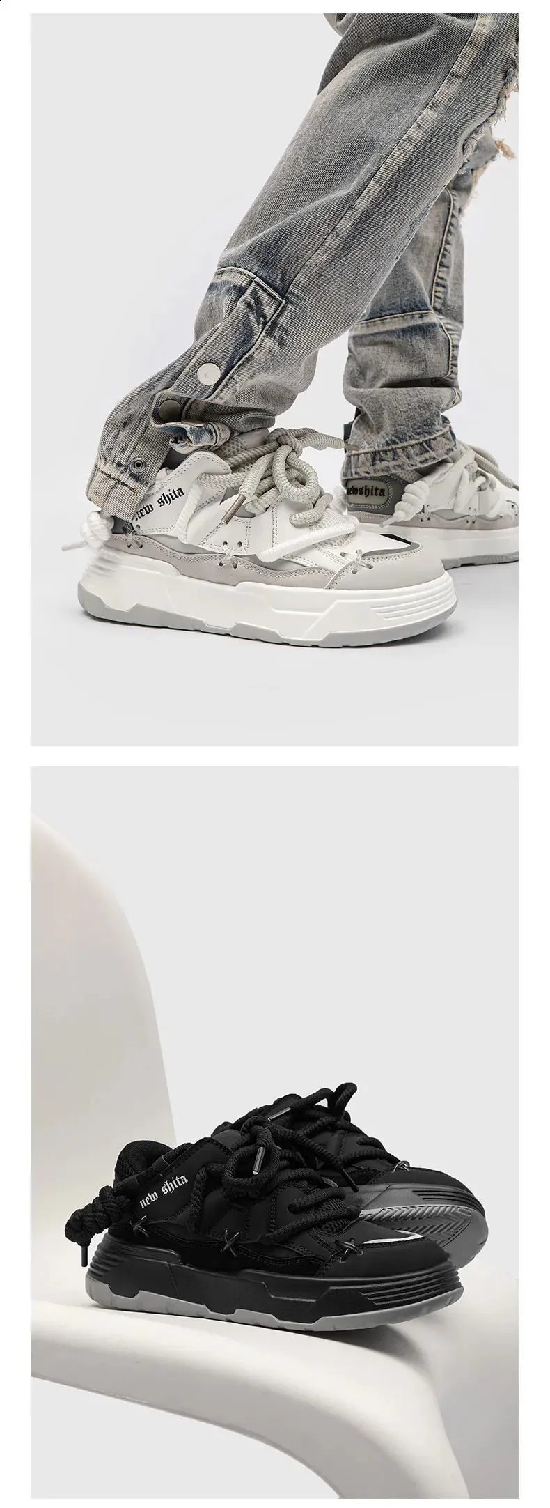 buty damskie ly bread szeroka podeszwa para unisex krótkie i pulchne trampki hip-hop 41 42 44 240911_voghion.com