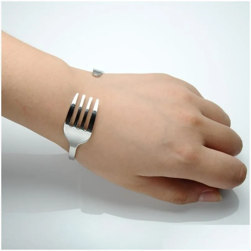 Bracciale in acciaio inossidabile tipo C con coltello e forchetta, polsino regolabile alla moda, consegna a domicilio, gioielli, bracciali Dh4Fs_voghion.com
