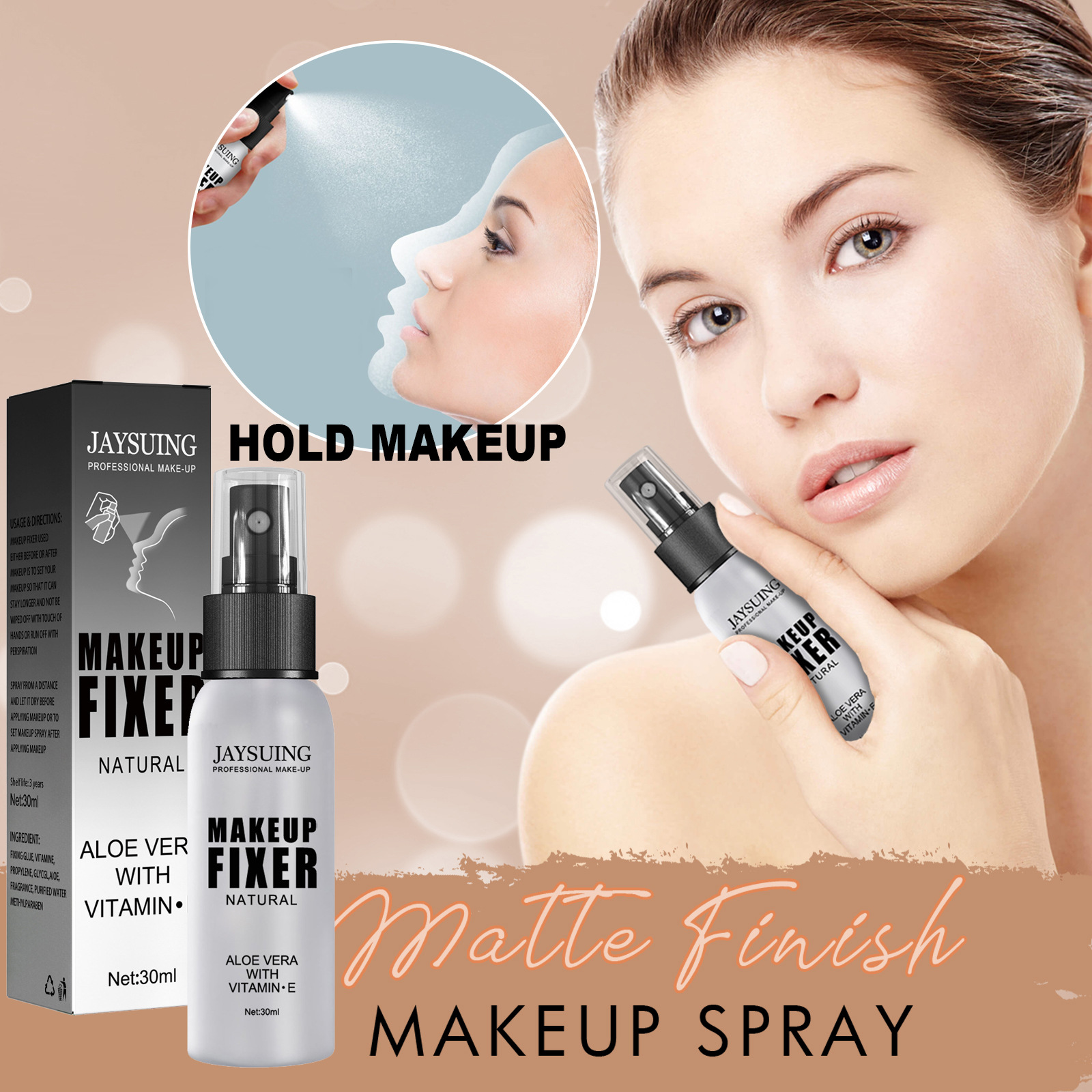 Jayswing wasserfestes, langanhaltendes Make-up-Fixierungsspray mit natürlichem Nebel und erfrischendem Effekt_voghion.com