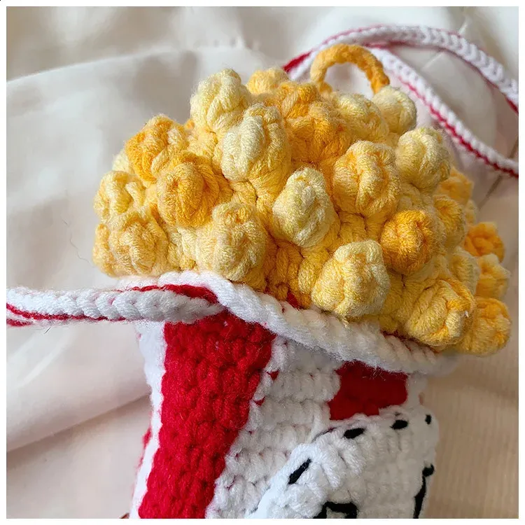 Borsa a tracolla piccola per telefono a tracolla lavorata a maglia con popcorn, per ragazze, da donna, carina 240912_voghion.com