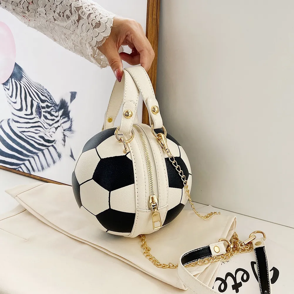 Sac à main vintage en PU pour femme, motif ballon de football, basket-ball, bandoulière sphérique, sacoche_voghion.com
