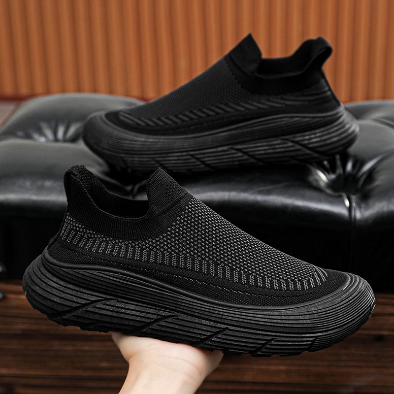 Men's new summer breathable flying woven men's thick soles all casual sports outdoor fashion running shoes_voghion.com