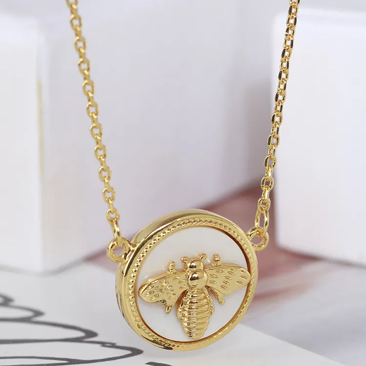 Collane con ciondolo Collana con pietra colorata a forma di disco ape rotonda_voghion.com