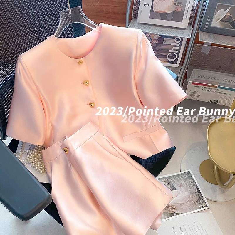 Women’s Clothing 2024 New Style Pink Suit With High-end Luxury Women’s Clothing Niche Design Small Two-piece Suit Summer
