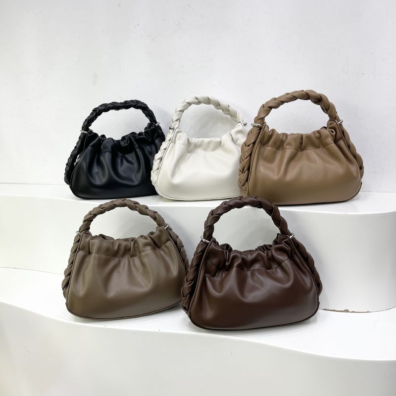 Start up Fashion Trend: Handgewebte Tasche mit einer Schulter, einfarbig, vielseitige Plissee-Tasche, lässig, stylisch,_voghion.com