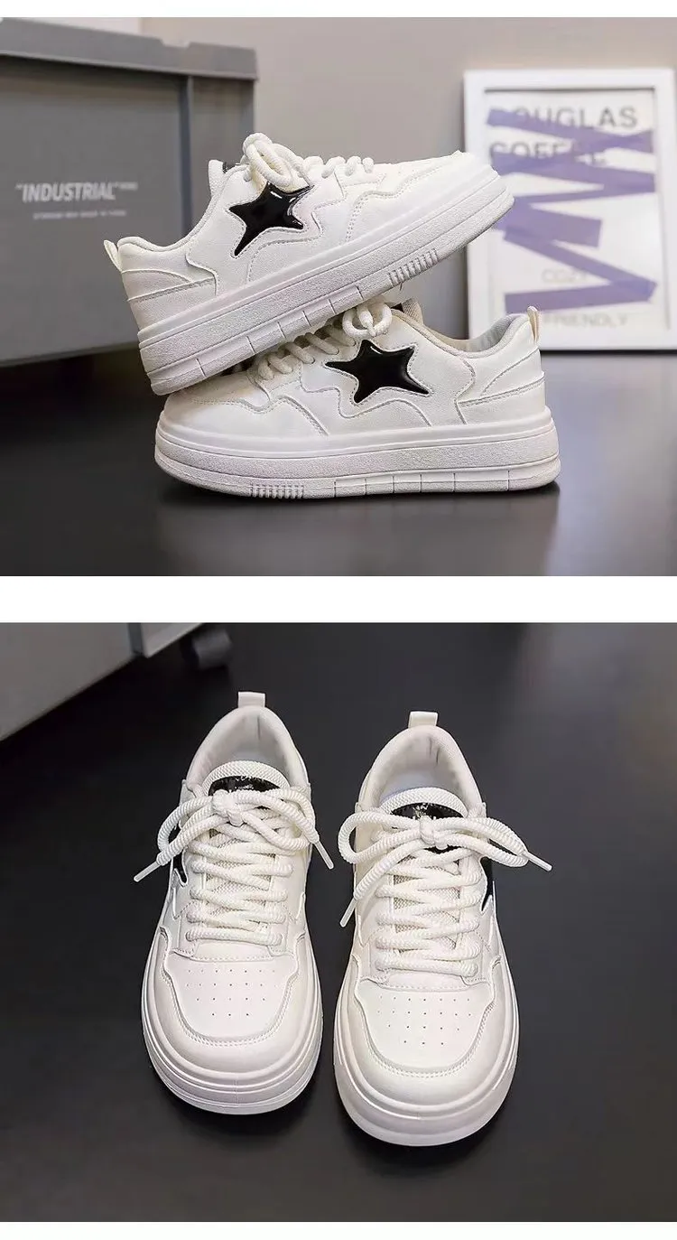 Academy Style Round Head Sponge Cake Thick Sole Casual Small White Fashionable And Comfortable High Height Board Shoes_voghion.com