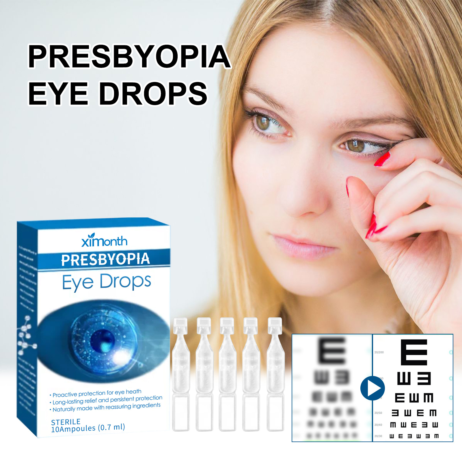 Ximonth presbyopia drops relieve fatigue, red blood streaks, dry eyes, astringency, blurred vision, and eye protection_voghion.com