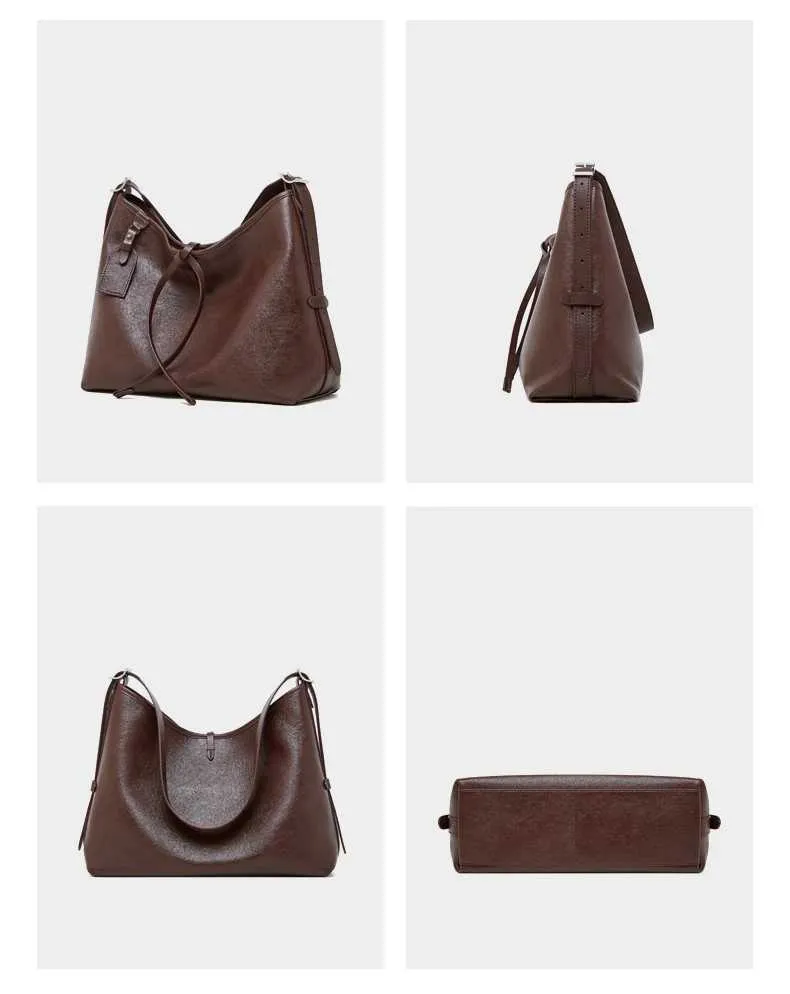 Toptrends Vintage Vera Pelle Grande Sottobraccio Borse a Tracolla per Donna 2024 Designer Semplice Donna Tote Hobo Signore_voghion.com