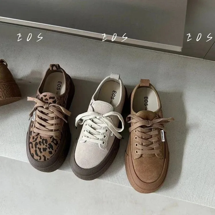 Luipaard Dames Platform Canvas Herfst Casual Sneakers Trend Mode Loafers Schoenen Jurken Onbedrukt Goede Producten Zapatos_voghion.com