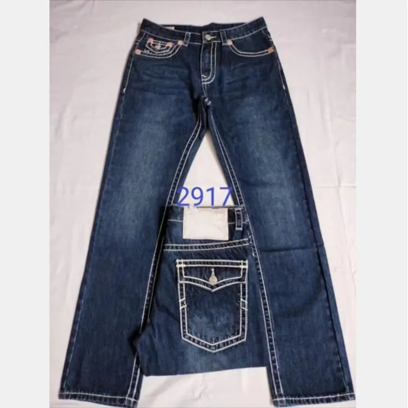 Men's True Long Trousers Mens Coarse Line Super Religion Jeans Clothes Man Casual Pencil Blue Black Denim Pants M2926_voghion.com