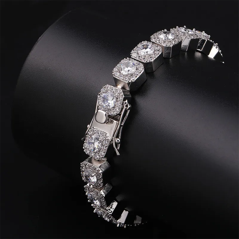 10mm Herre Hip Hop Iced Out CZ Kubisk Zirkon Guld Tenniskæde Halskæde Personlig Bg Rapper Armbånd Kæder Smykker_voghion.com
