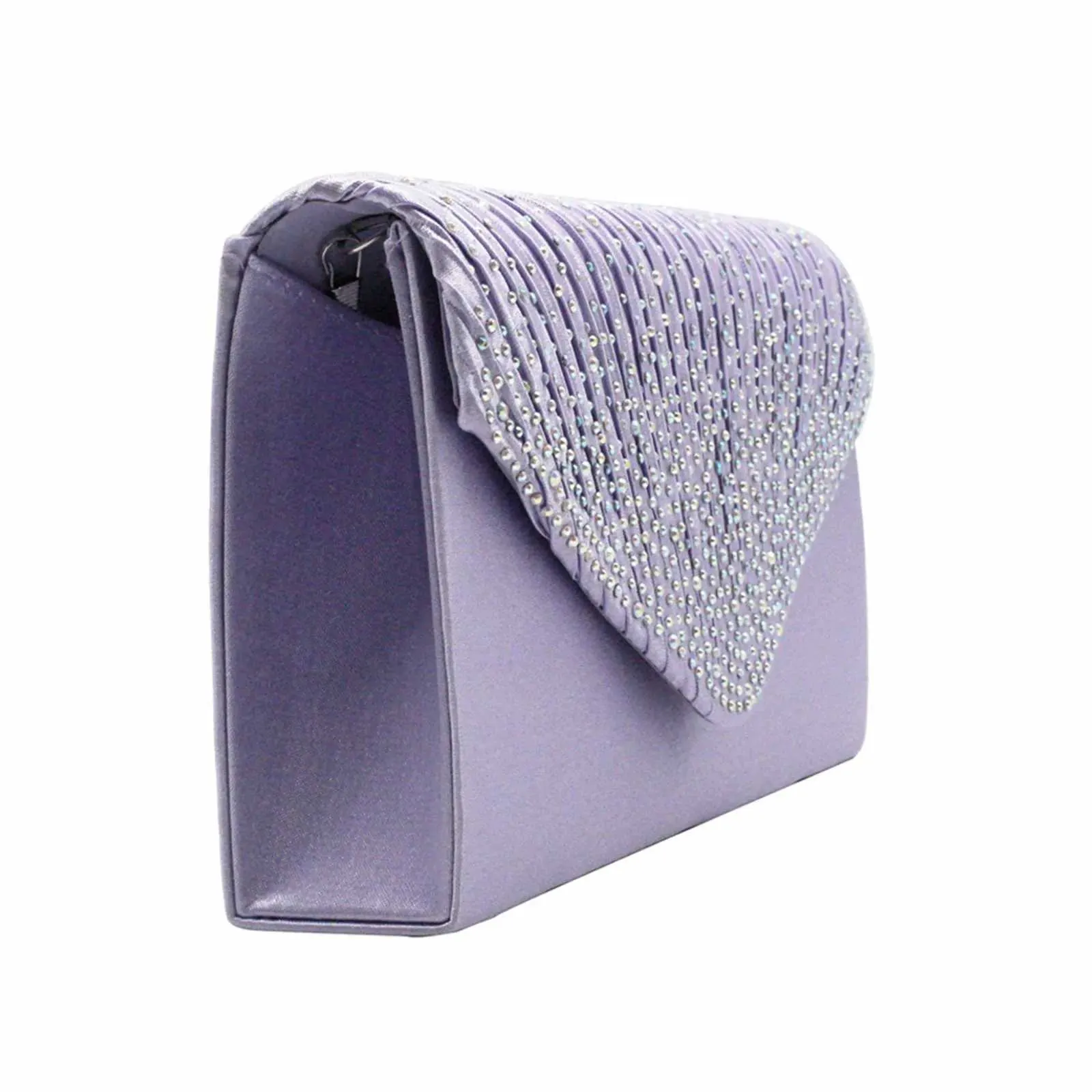 Modische und elegante Clutch für Damen aus Satin mit rhinestone-verzierter Schulterpartie, dünne Kette, passend zu Party- und Bankettkleidern, Abendtasche_voghion.com