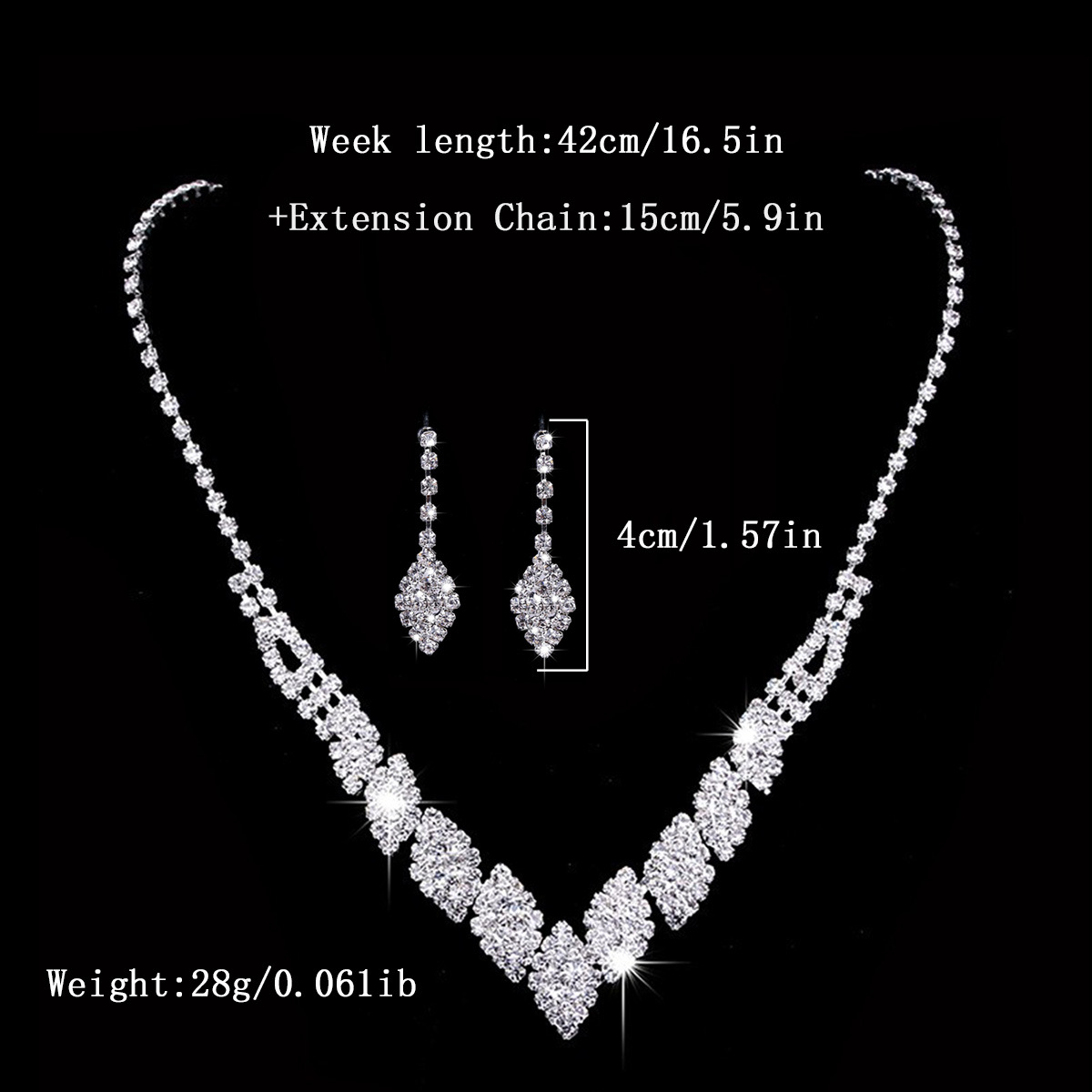 Set di gioielli da sposa in cristallo da 2 pezzi, collana con nappe e orecchini in strass, per donne e ragazze, per feste di ballo_voghion.com