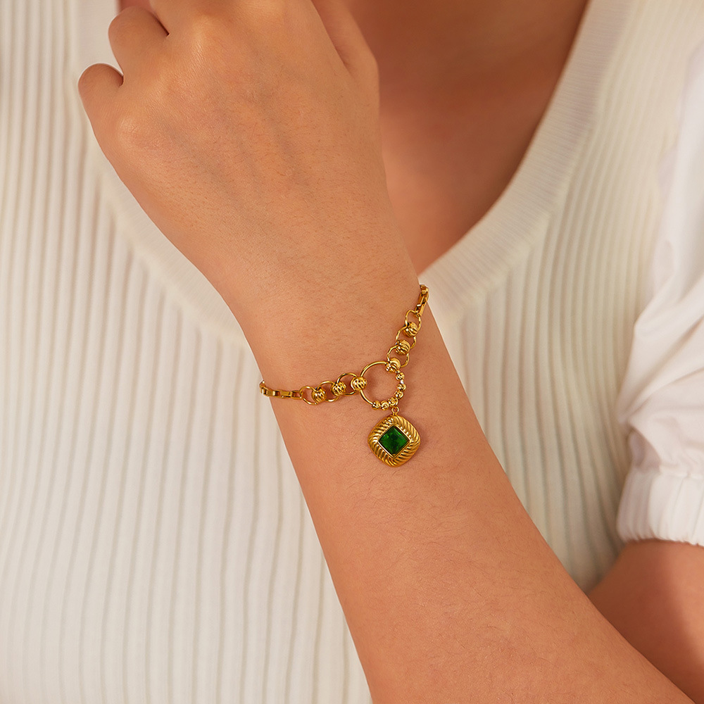 Bracciale in acciaio inossidabile con pendente in zircone di alta qualità_voghion.com