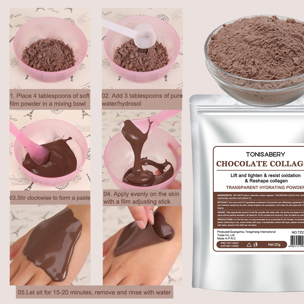 20g Chocolate Collagen Protein facial mask Multi effect Soft Mask Powder Moisturizing, Lifting and Firming_voghion.com