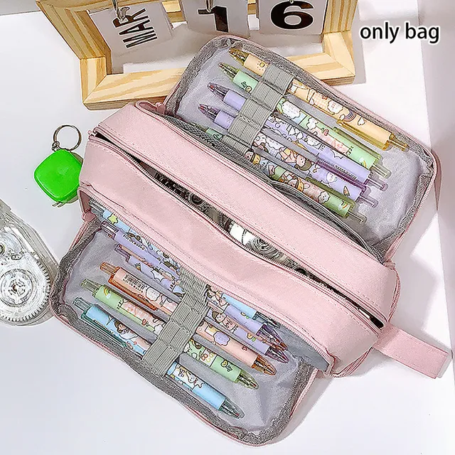 1 organiseur de papeterie pour fournitures de bureau, 4 compartiments, grand étui à stylos, trousse à crayons, trousse de maquillage_voghion.com