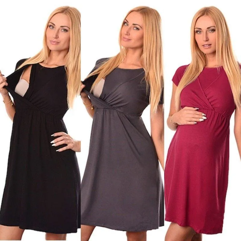 Maternity Dresses Casual Lactation Women's Pregnant Women Pregnancy Nursing Summer Clothes Breastfeeding Stretchy_voghion.com