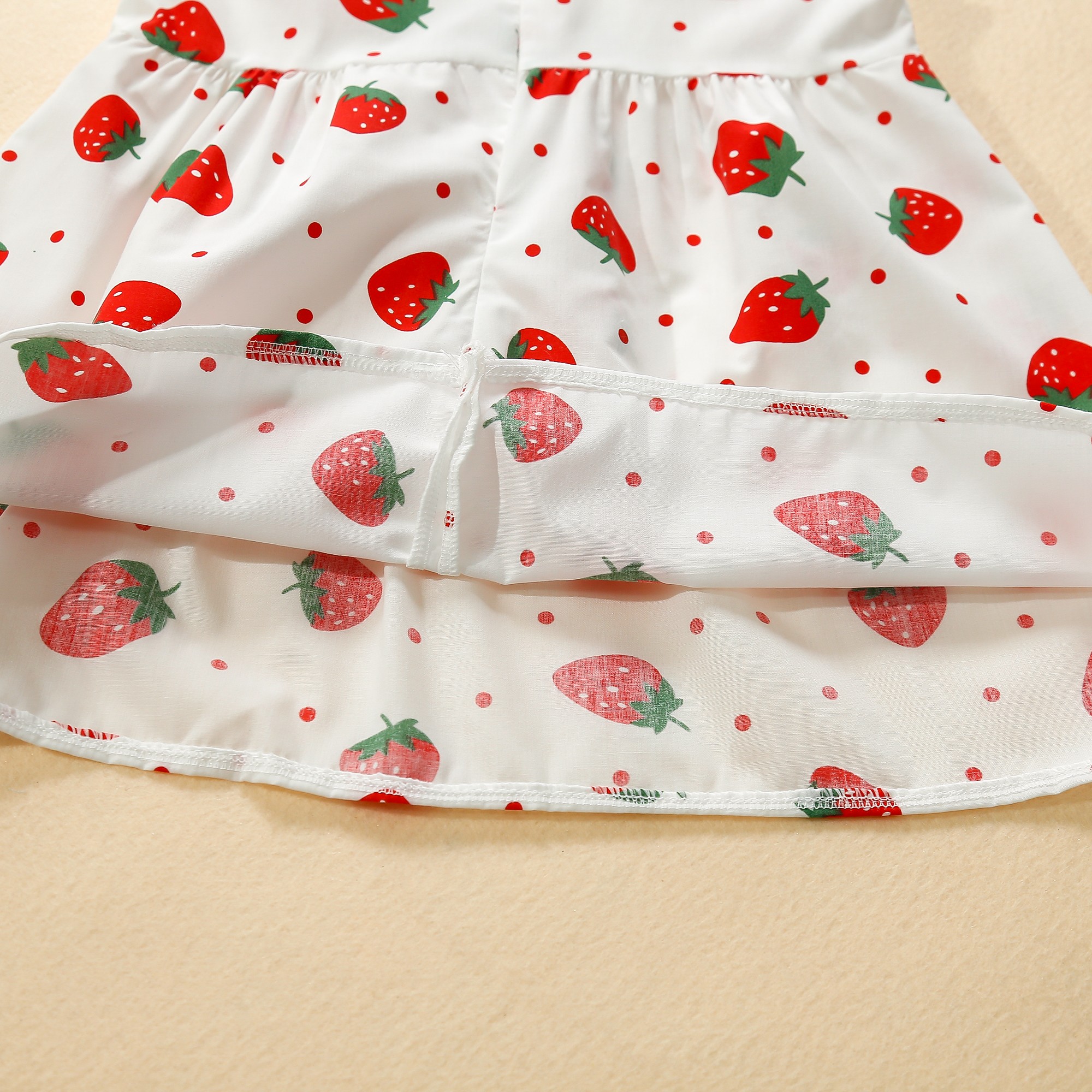 Mädchen Baby Baumwolle Kleid Ärmellos Puppe Kragen Erdbeere Gedruckt Tank Top Kleid Senden Tasche_voghion.com