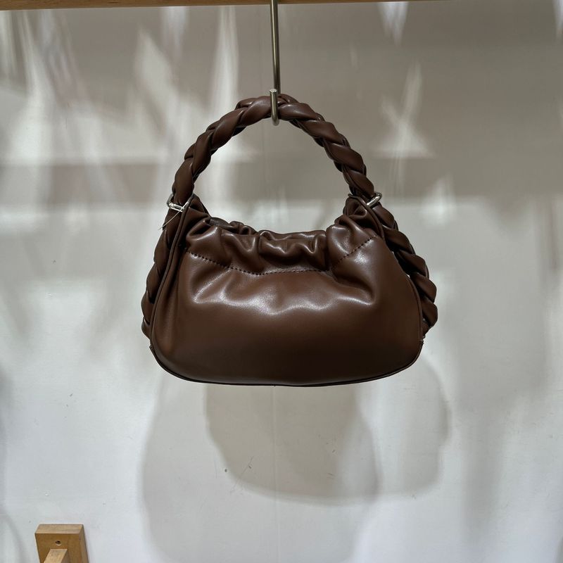 Start up Fashion Trend: Handgewebte Tasche mit einer Schulter, einfarbig, vielseitige Plissee-Tasche, lässig, stylisch,_voghion.com