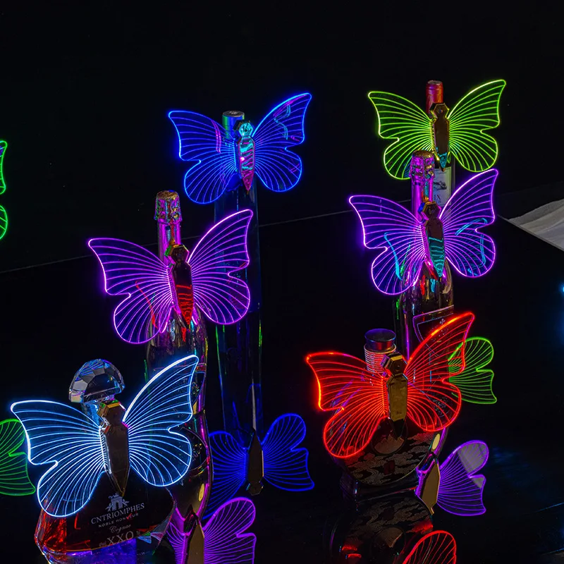 LED 3D Acrylic Butterfly Night Light USB Rechargeable Color Lights For Champagne Bottle Party KTV Bar Club Decor Atmosphere Lamp_voghion.com