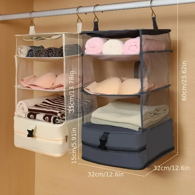 Hanging Wardrobe Organizer Foldable Closet Storage Shelves Bag_voghion.com