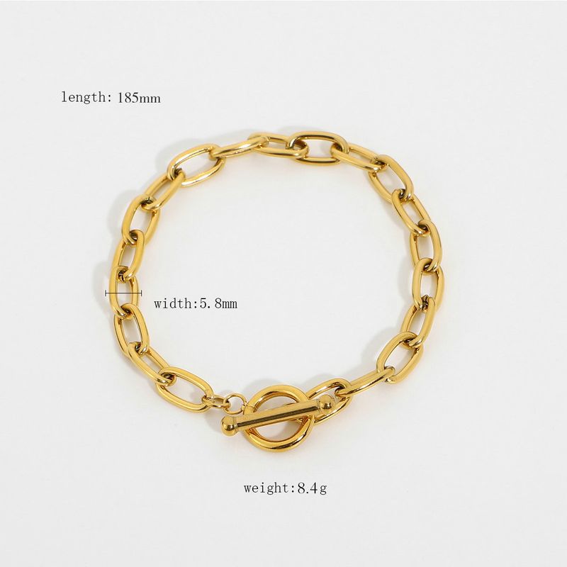 Bracciale da donna ovale in acciaio inossidabile placcato oro con graffetta classica alla moda e ghiera OT_voghion.com