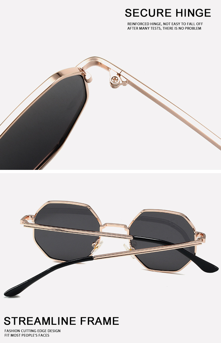 Retro Small Frame Sunglasses - Men & Women's Trendy Metal Octagonal Glasses (Street Style, Round Face Fit - S2086)_voghion.com