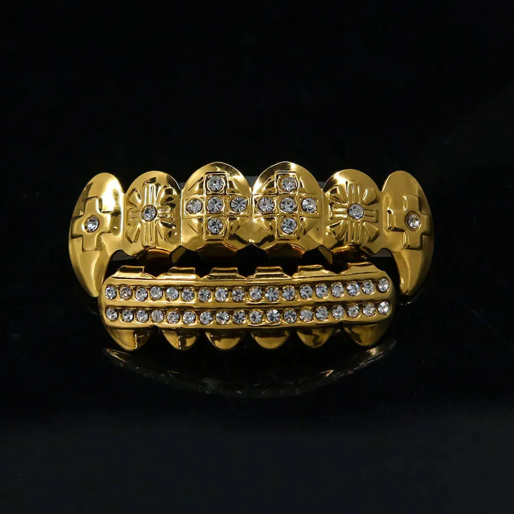 Mouth Accessories Bio Copper Gold Plated Hip Hop Jewelry Teeth Grillz Caps Top & Bottom Golden Grills Set Tooth Socket_voghion.com