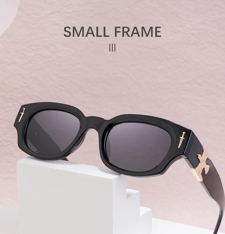 Modne okulary przeciwsłoneczne Soaing Eagle Rectangle dla mężczyzn i kobiet 2024, okulary przeciwsłoneczne w stylu vintage punk, męskie, małe, kwadratowe, odcienie_voghion.com