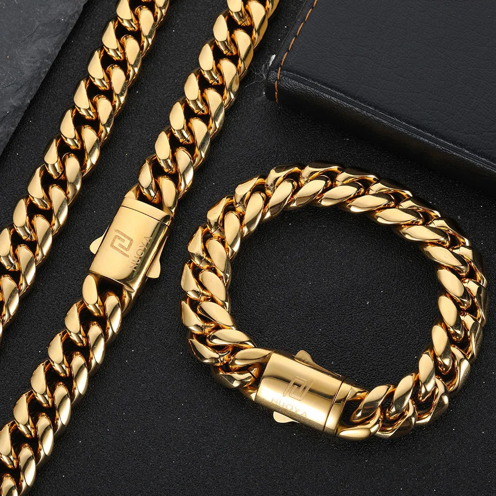 Charm Bracelets Hip Hop Rock Jewelry Free Custom Name Gold Plated Miami Cuban Link Chain Stainless Steel Bracelet For_voghion.com