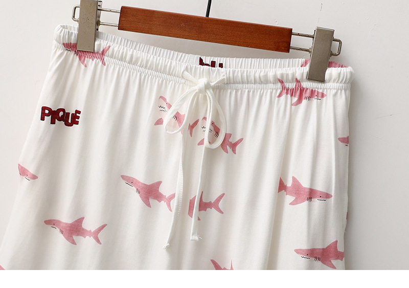 Dampyjamas hajtryck modal kortärmad sommar nattkläder_voghion.com