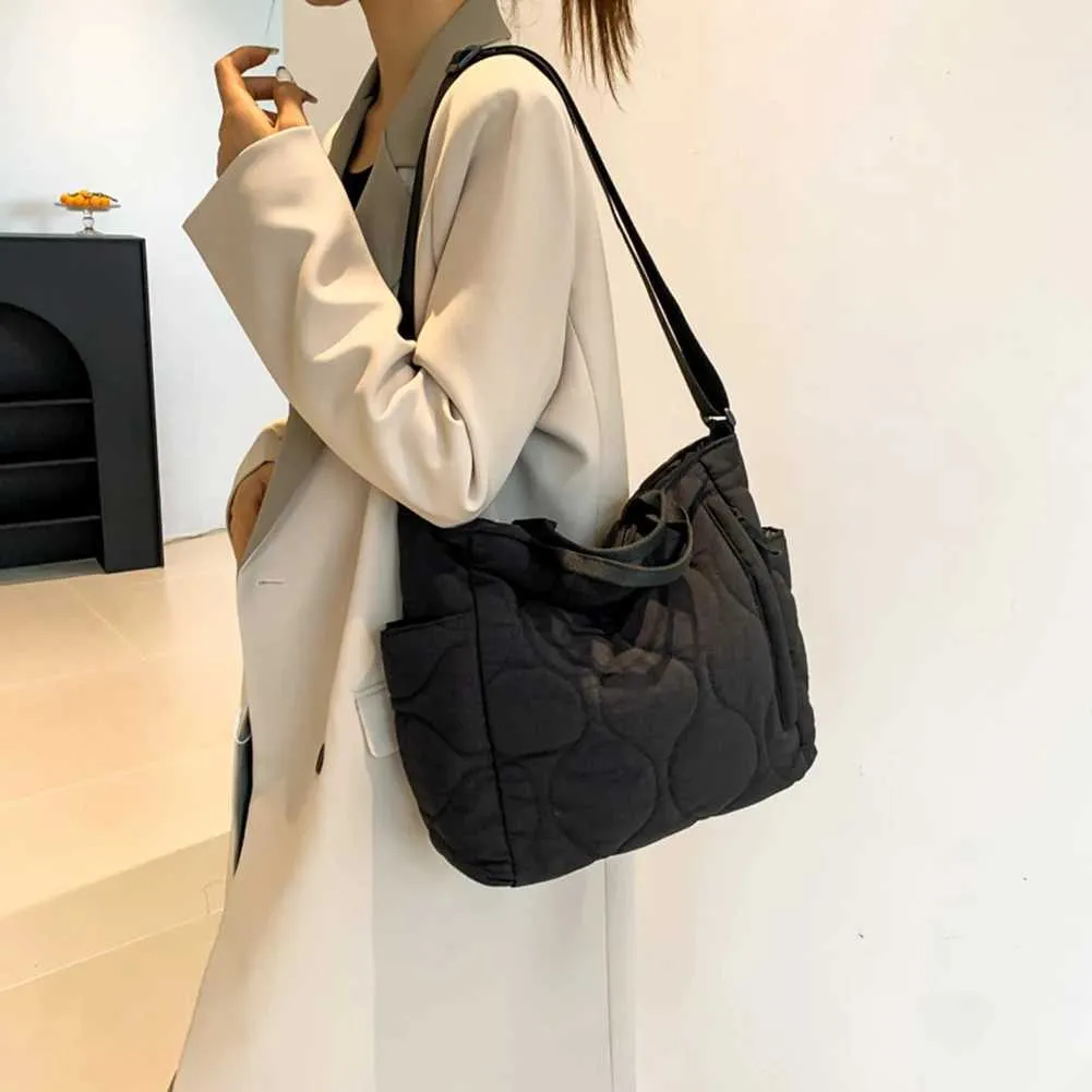 Borsa a tracolla imbottita da donna, grande capacità, borsa a mano leggera con manico superiore, tracolla regolabile, casual da viaggio_voghion.com