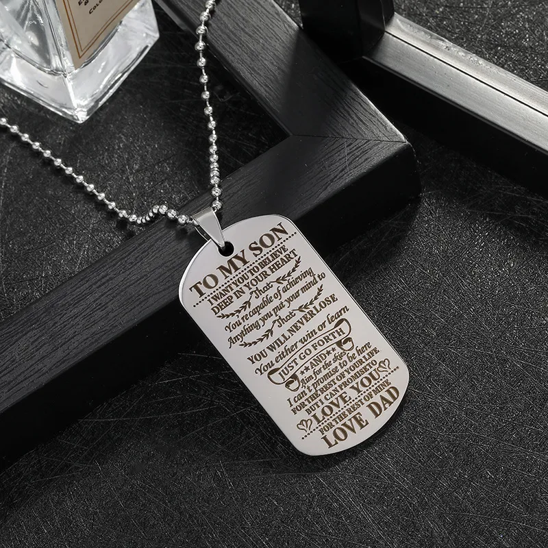 Colar com pingente de placa militar personalizado para filha_voghion.com