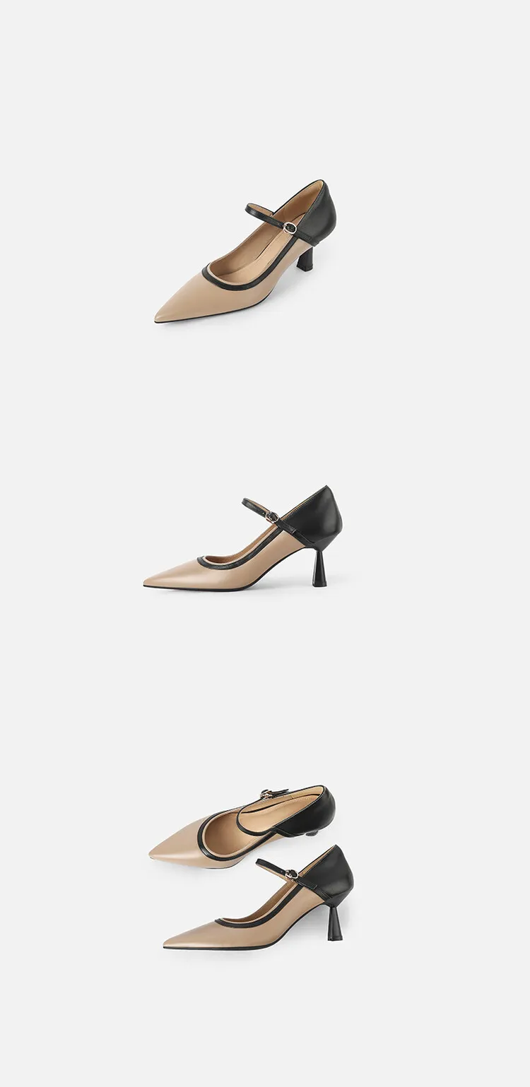 Primavera 2023 Scarpe con tacco a spillo, punta affilata, tacco sottile, in pelle scamosciata di pecora, da donna, con fibbia, fatte a mano, Bca9 S_voghion.com