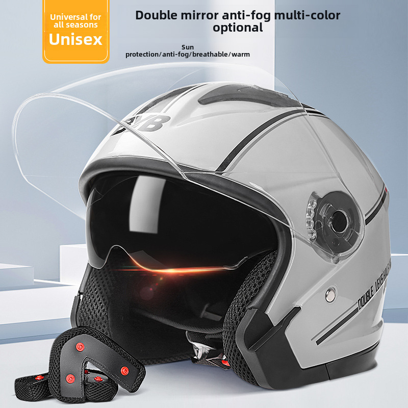 Scooter helmet Motorcycle helmet Cycling motorcycle helmet four seasons double mirror Plate helmet