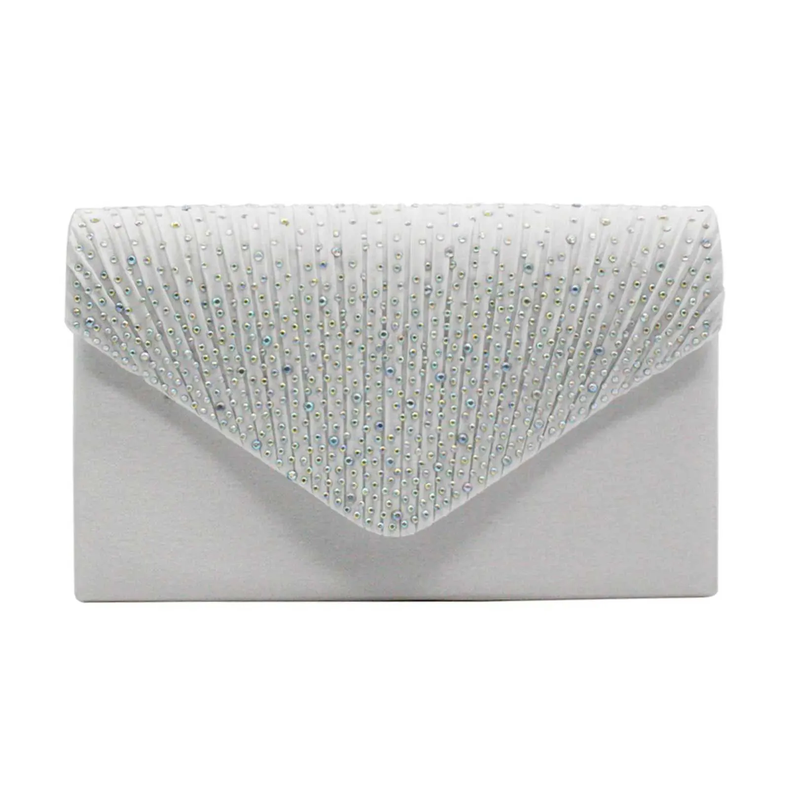 Modische und elegante Clutch für Damen aus Satin mit rhinestone-verzierter Schulterpartie, dünne Kette, passend zu Party- und Bankettkleidern, Abendtasche_voghion.com