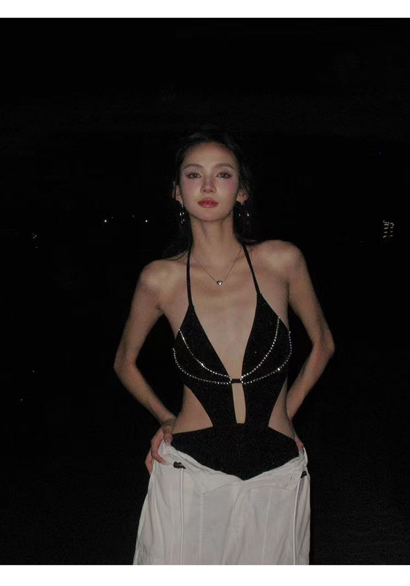 【 Collection 1128 personnes 】 2024 Printemps/Été nouveau sexy V-triangle profond une-pièce femme slim fit et minceur bord de mer_voghion.com