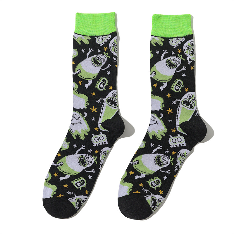 2025d Cartoon Baumwolle Herren Mitte der Wade Tier Persönlichkeit Obst Lange Bunte Ins Socken_voghion.com