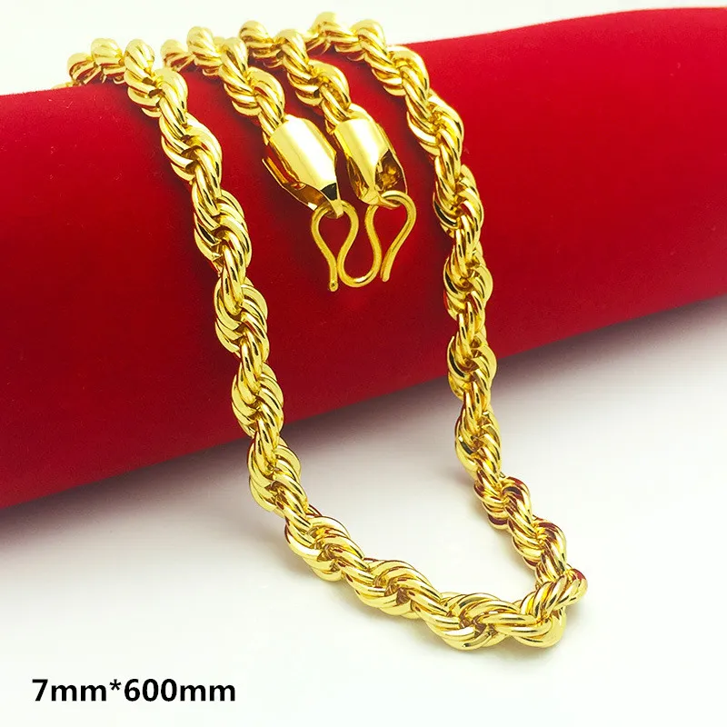 Kjeder Gullfylt Solid Twisted Chain Men Kvinner Smykker Mote Punk Style 5MM 6MM 7MM Full Størrelse For Your ChoiceKjeder_voghion.com